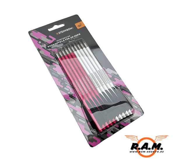 STEAMBOW Bodkinpfeile für Stinger  AR- Serie, 10er Pack, SPORT EDITION silber/pink
