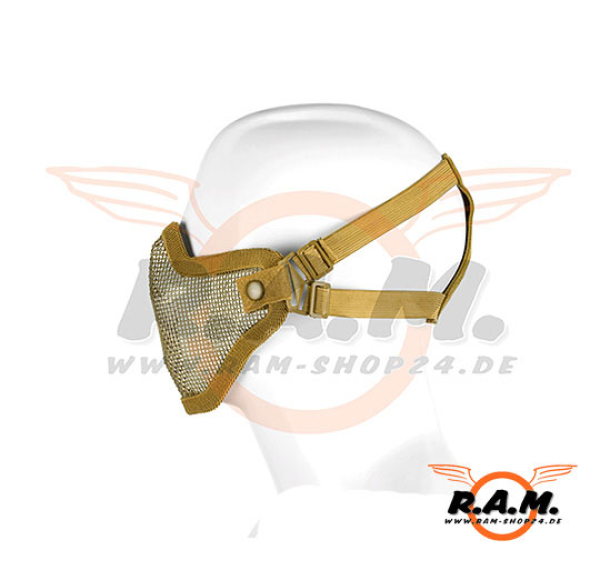 Gesichtsschutzmaske "Tactical" Metall mit Elasthan-Gurt, coyote tan