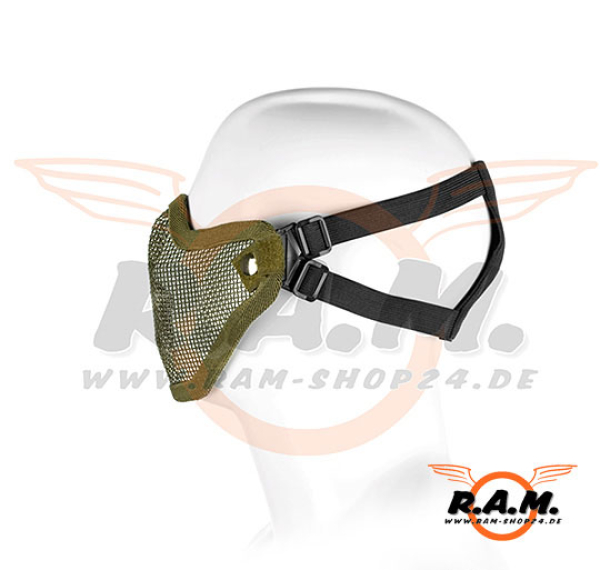 Gesichtsschutzmaske "Tactical" low carbon mit Elasthan-Gurt, oliv
