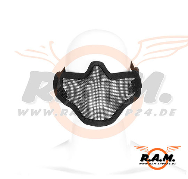 Gesichtsschutzmaske Metall mit Elasthan-Gurt, schwarz