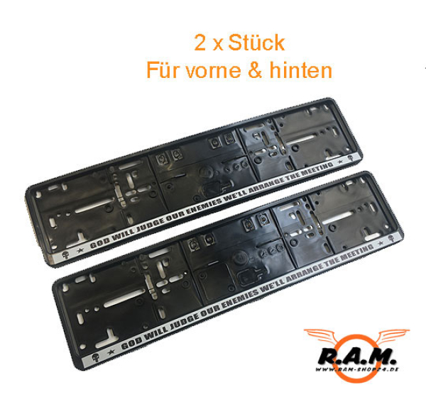Kennzeichenhalter Set vorne & hinten GOD WILL JUDGE