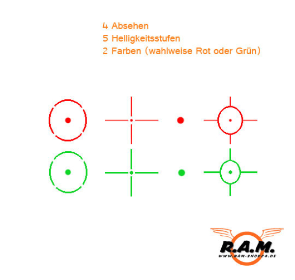 SOLIDCORE MULTIDOT RG rot/grün, 4 Absehen, 5 Helligkeitsstufen, Tan