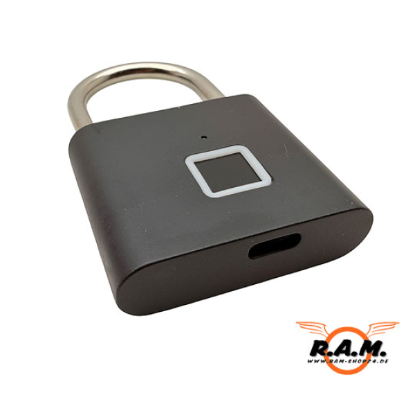 Vorhängeschloss / Waffenkofferschloss mit Fingerabdruck – USB-aufladbar