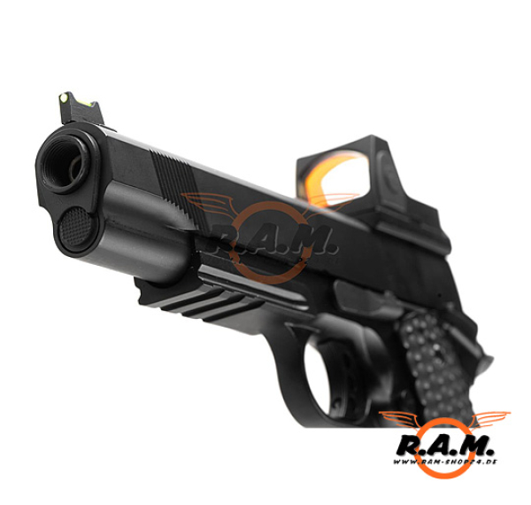 Softairpistole Raven MEU Railed + BDS GBB (M1911), schwarz
