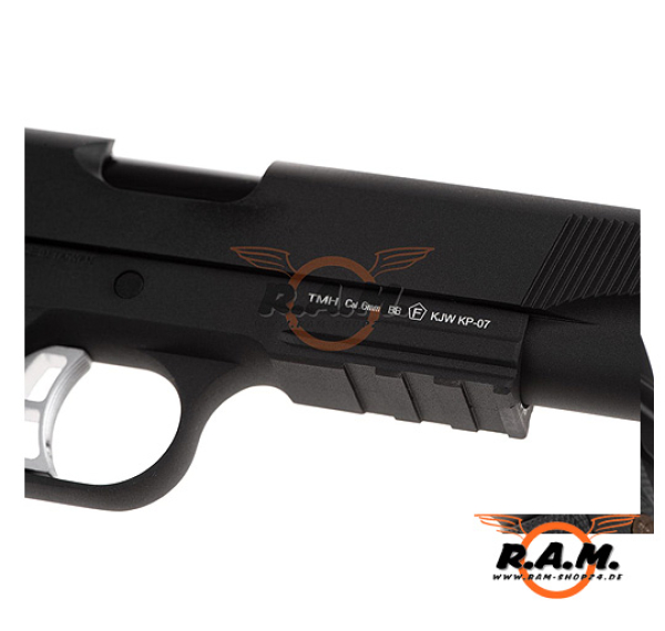 Softairpistole KJ WORKS M1911 MEU TBC Full Metal GBB, schwarz