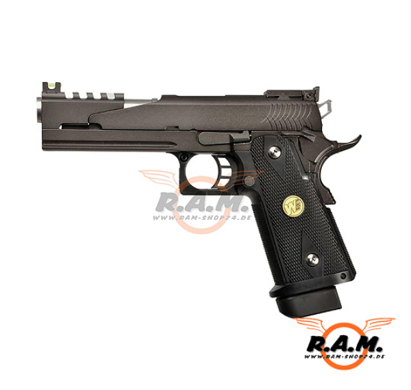 WE Softairpistole Hi-Capa 5.1 Full Metal Dragon GBB, schwarz