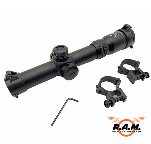 1-4x24 Sniper Mil-Dot Tactical Scope Black