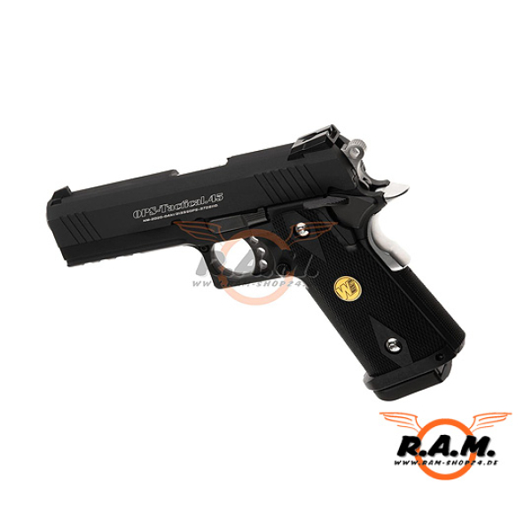 WE Softairpistole Hi-Capa 4.3 OPS Full Metal GBB, schwarz