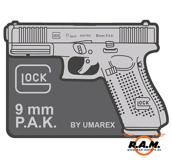 3D GLOCK Rubber Patch "Glock 17 9mm P.A.K." (50mm x 68mm)