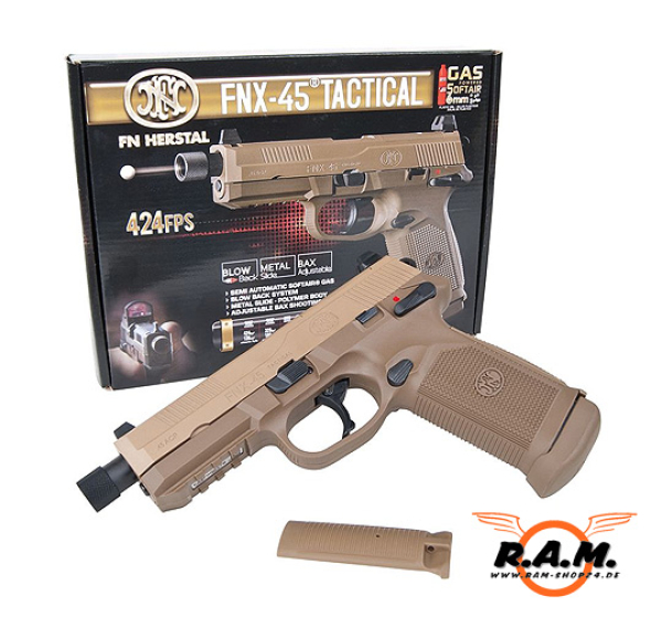 Airsoftpistole FN Herstal FNX-45 Tactical Desert 6mm, Gas Blowback