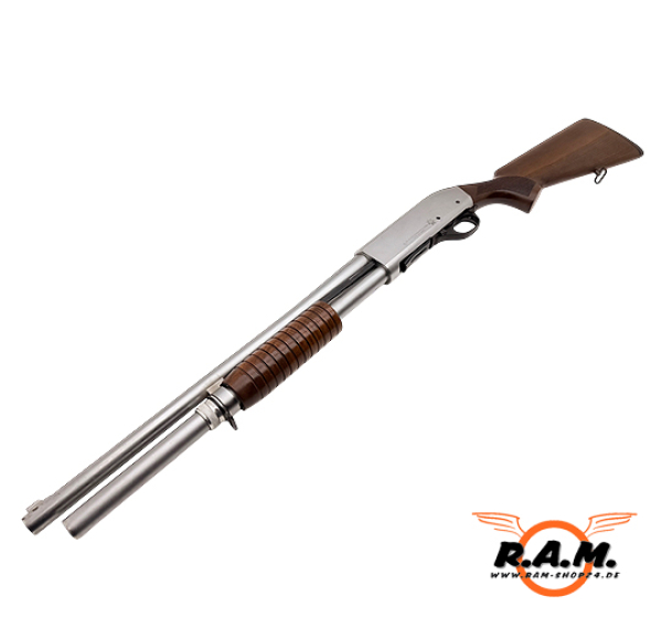 STEEL DEFENDER CO2 Schrotflinte / Pumpgun 7 Schuss NBS CHROMED MARINE CORPS cal. 0.68