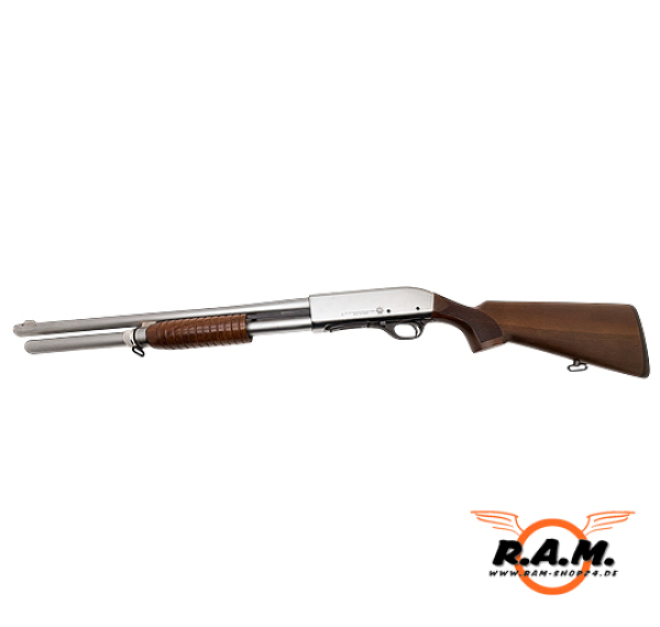 STEEL DEFENDER CO2 Schrotflinte / Pumpgun 7 Schuss NBS CHROMED MARINE CORPS cal. 0.68
