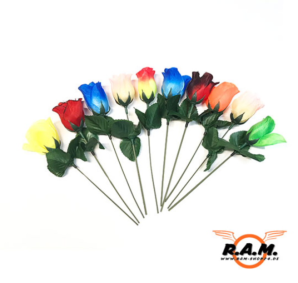 Plastikrosen für Kirmes Röhrchen Schießbude 10 Stück bunt, ca. 18 cm