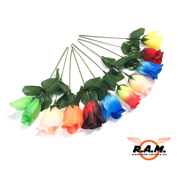 Plastikrosen für Kirmes Röhrchen Schießbude 10 Stück bunt, ca. 18 cm