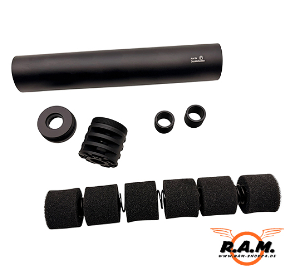 F-Schalldämpfer Multicaliber 4.5mm, 5.5mm, 6mm BB, 6.35mm, 7.62mm, 9mm, 0.43 (NUR Co2 & LUFTDRUCKWAFFEN)