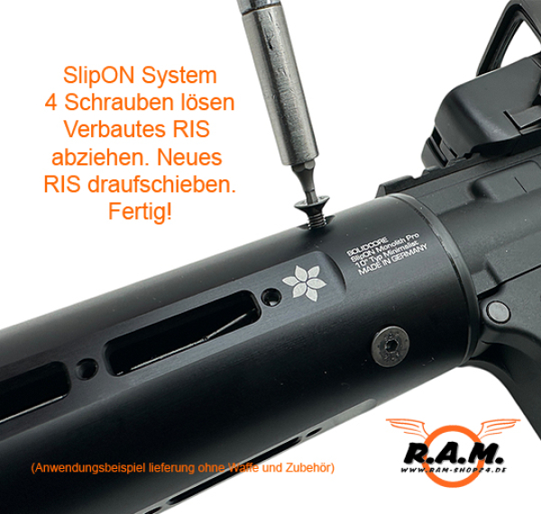 SOLIDCORE SlipON Monolith Pro 10" Minimalist RIS Handguard Vollmetall (ALU)